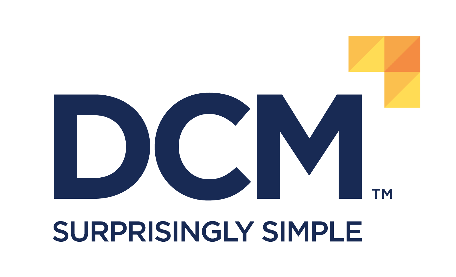 Logo: DCM, Surprisingly Simple.